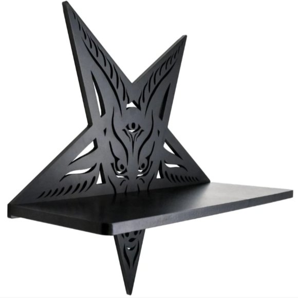 BAPHOMET SHELF!! Black Mini Wall Wooden Shelving Kit NIB - Picture 2 of 6